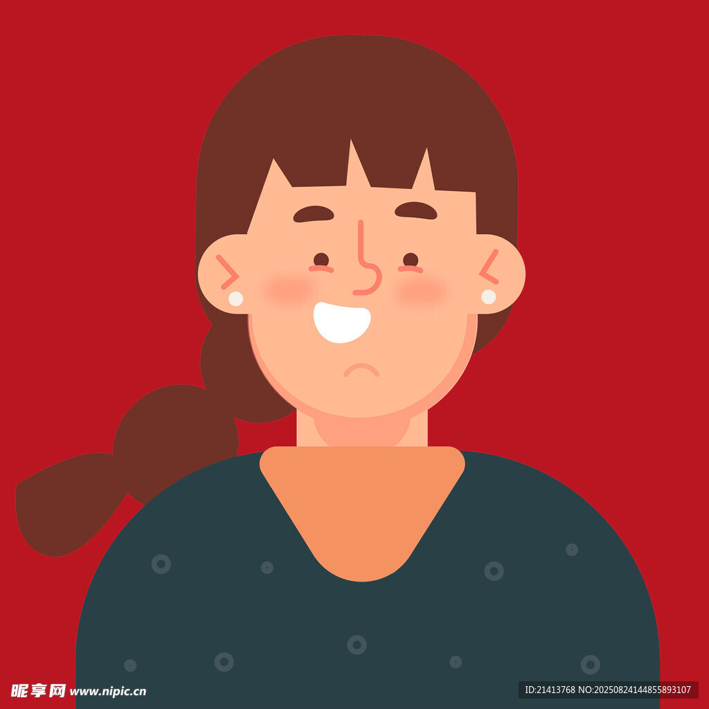 扎马尾微笑的可爱女孩