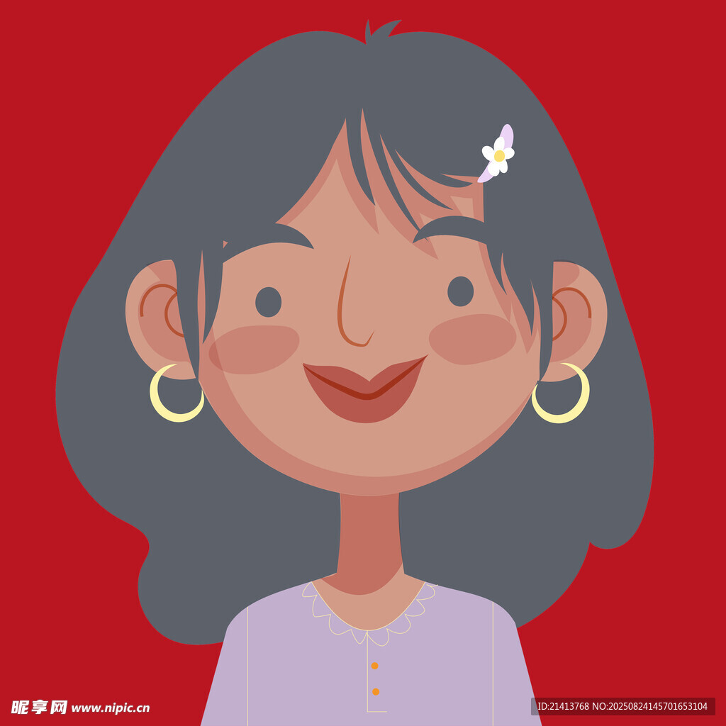 微笑女孩头像插画