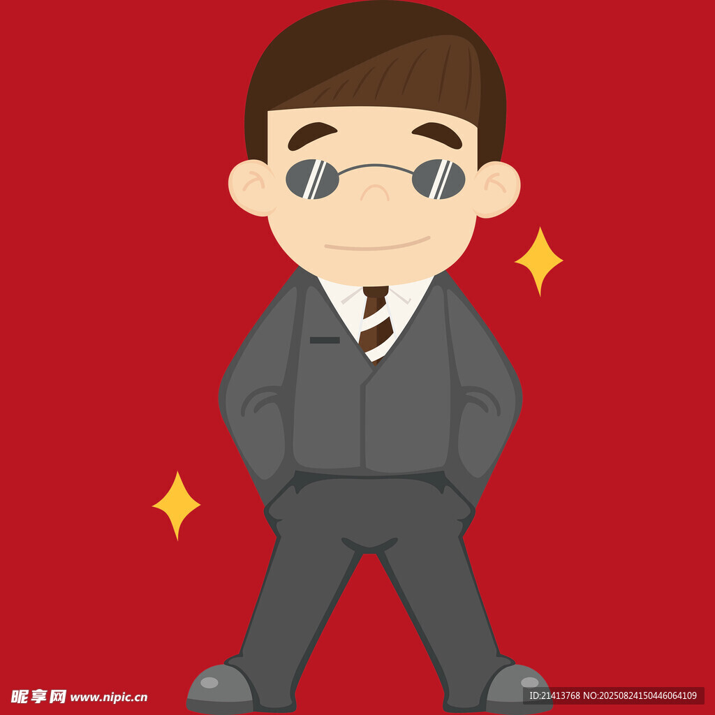 帅气西装卡通男士形象
