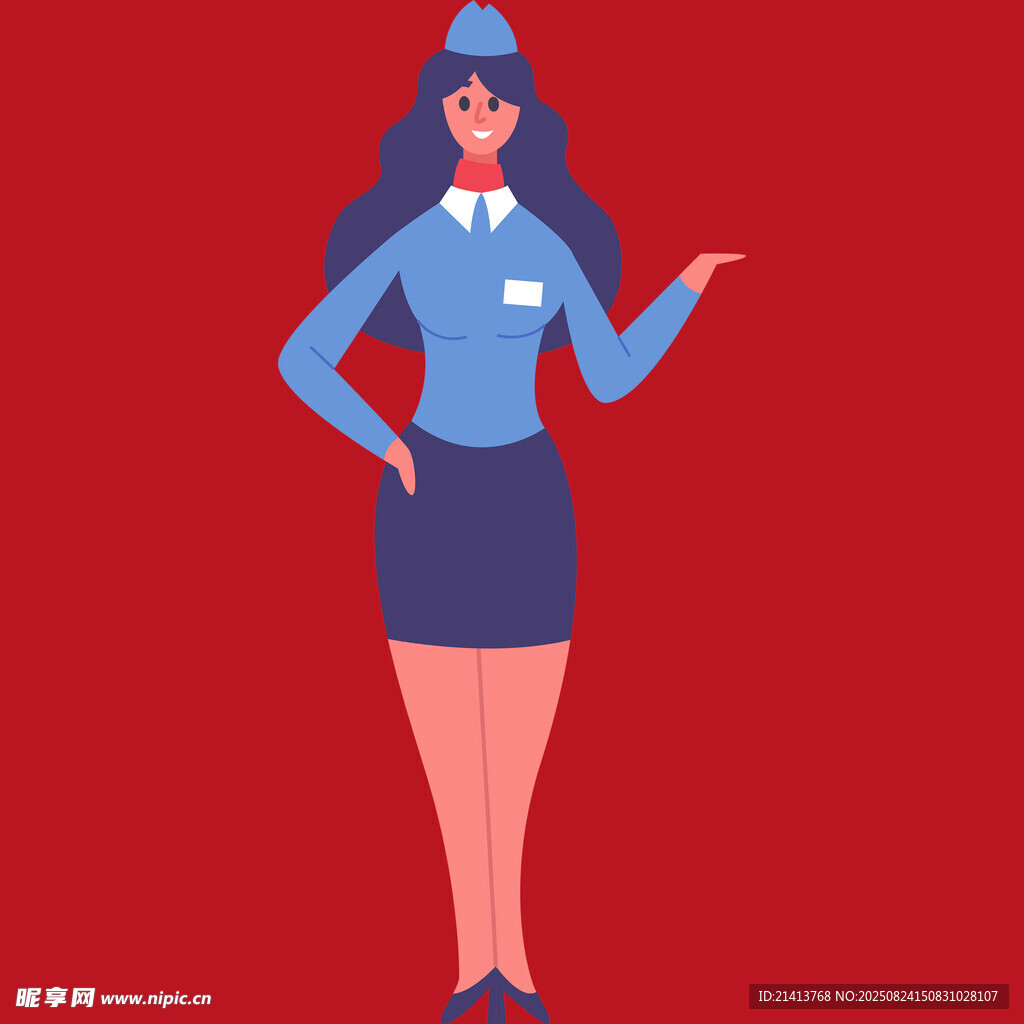 优雅空姐展示姿态