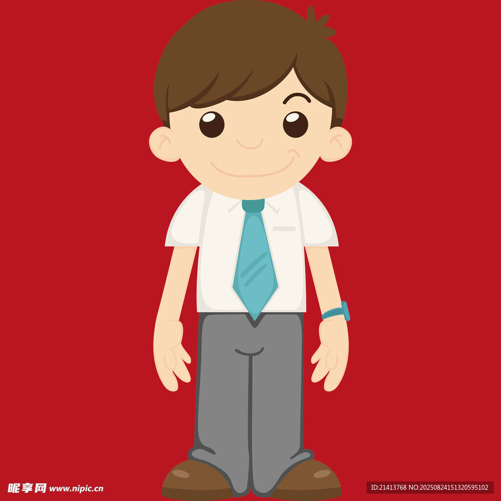 穿校服打领带的小男孩