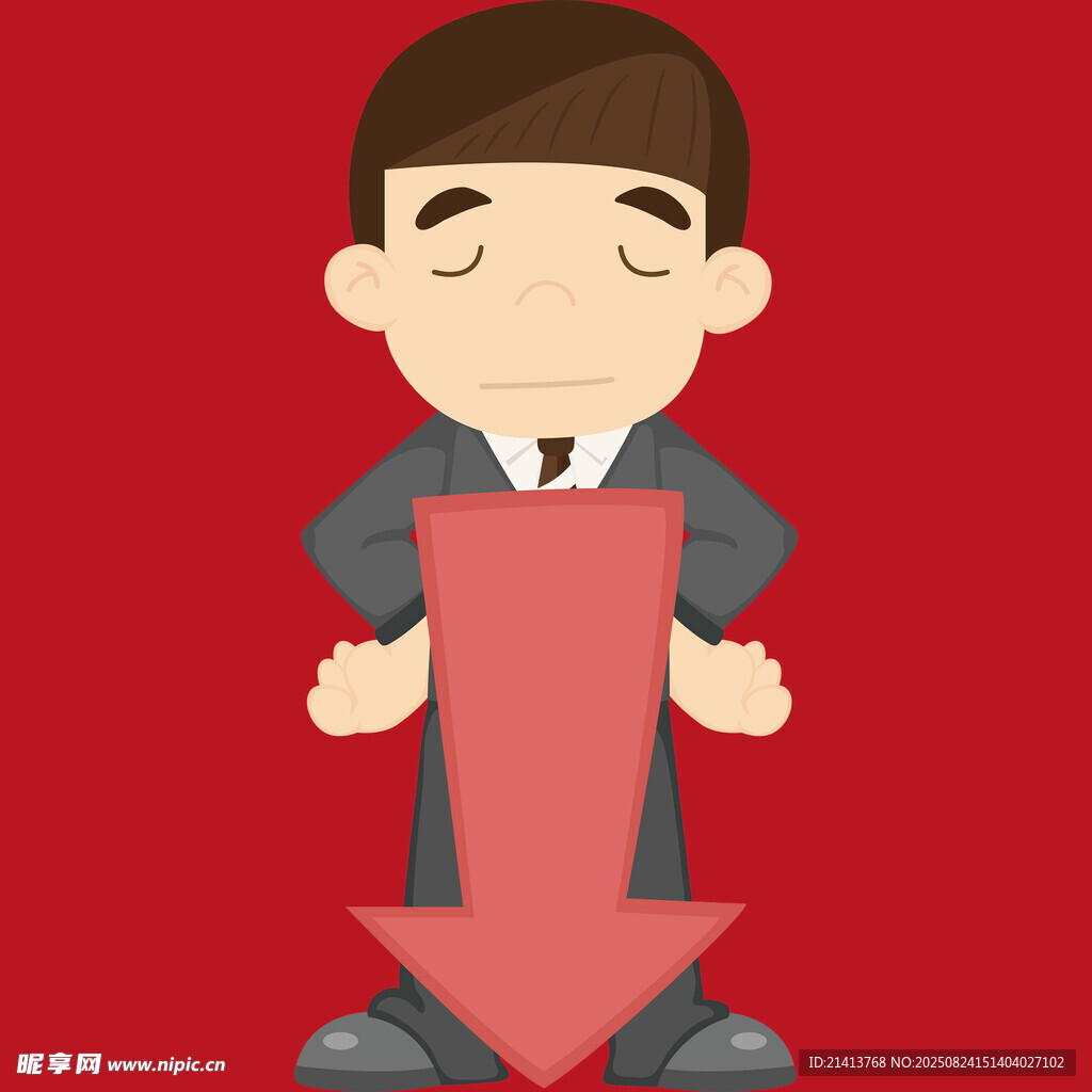 商务人士手持向下箭头