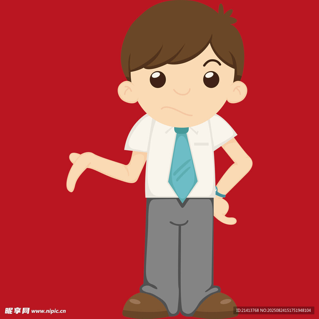 穿校服打领带的小男孩