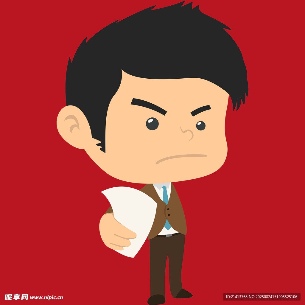 愤怒商务男手持纸张