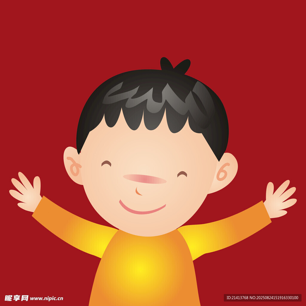开心小男孩张开双臂