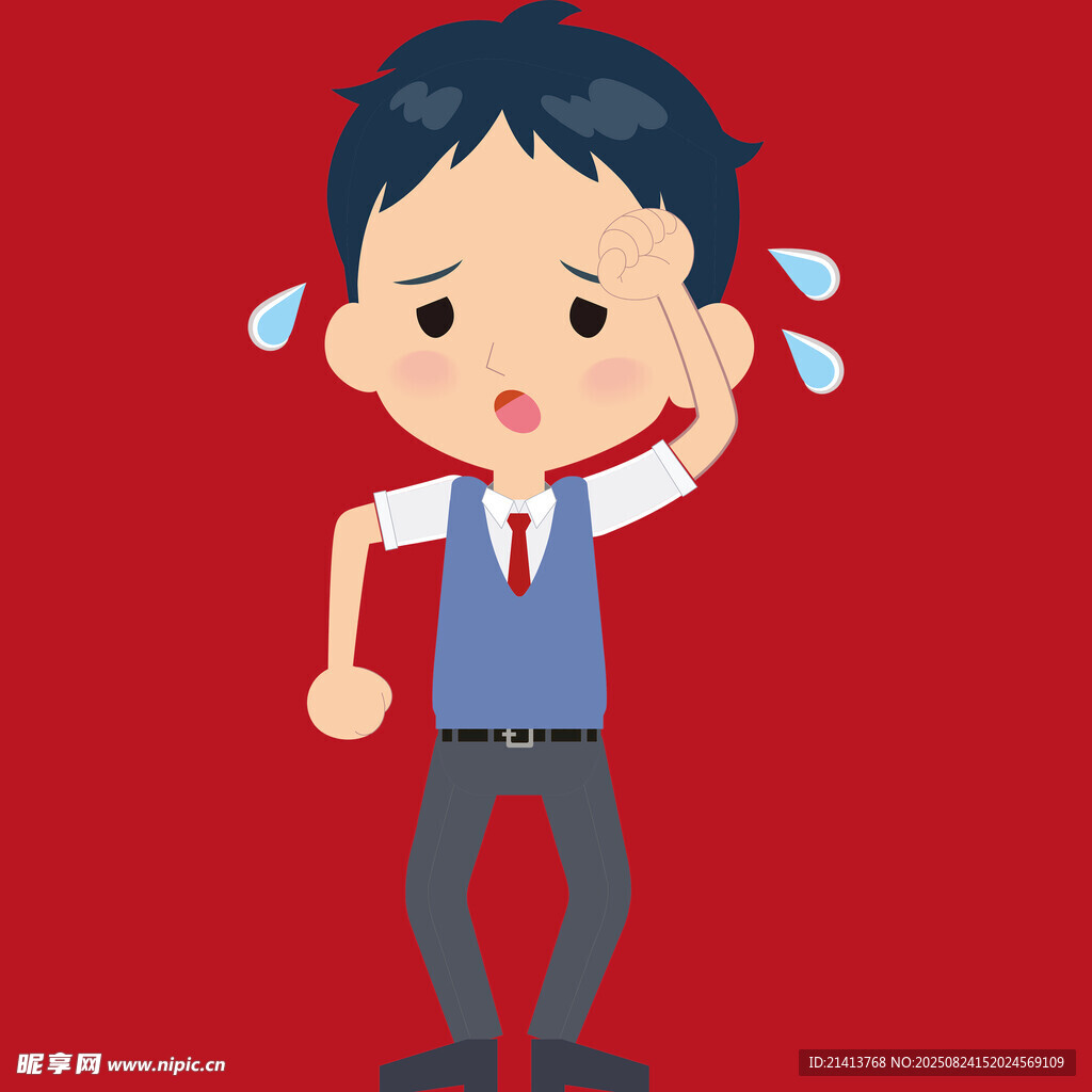 紧张男孩 额头冒汗