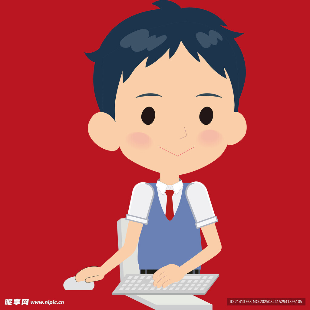 认真书写的小男孩