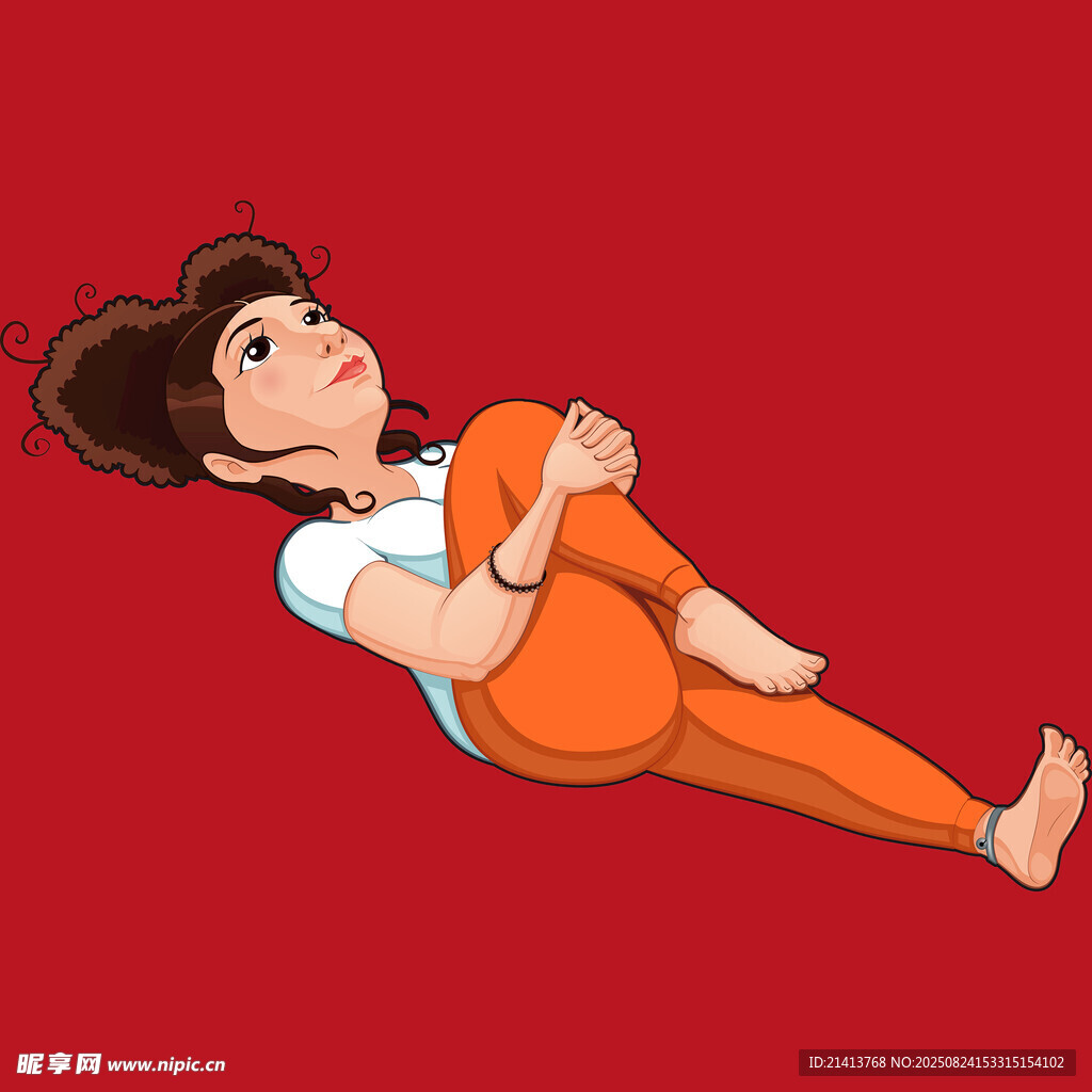 女孩仰卧抱膝做运动