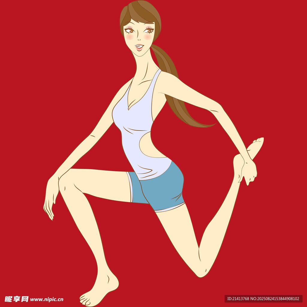 女孩做拉伸运动