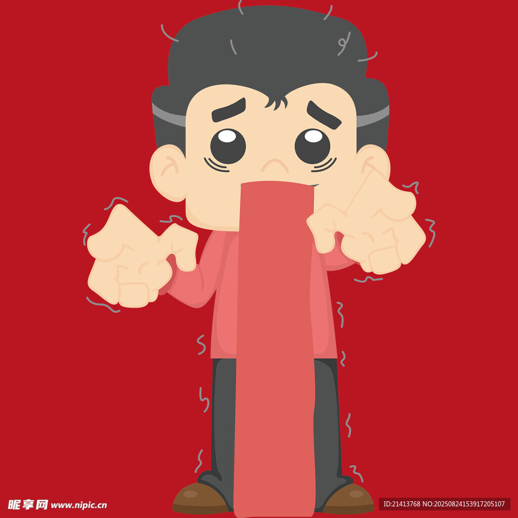 卡通男孩比耶做搞怪动作