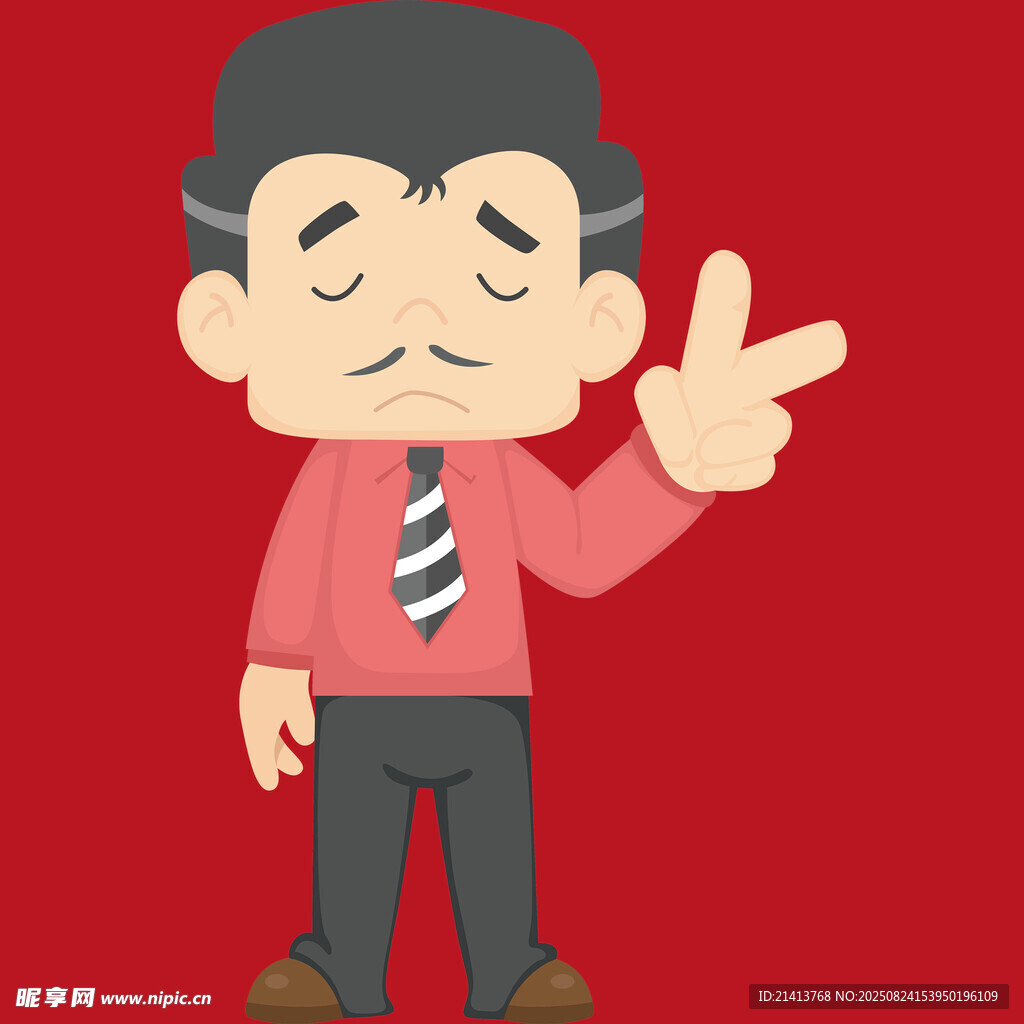 指向一侧的卡通商务男士