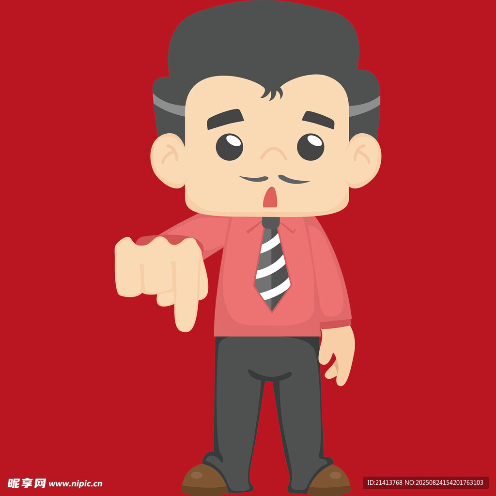 男子拇指朝下表示否定