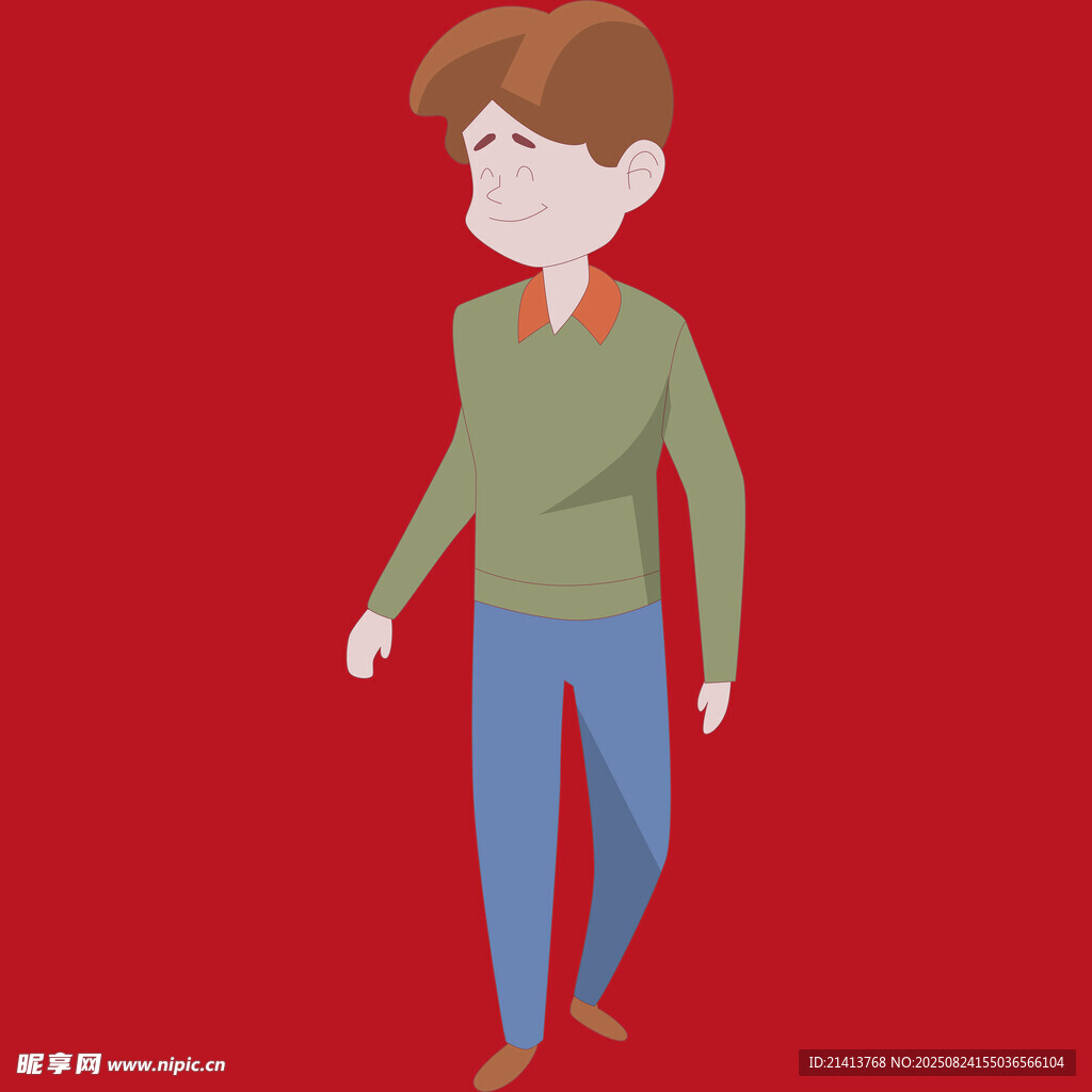行走的卡通风格男性形象