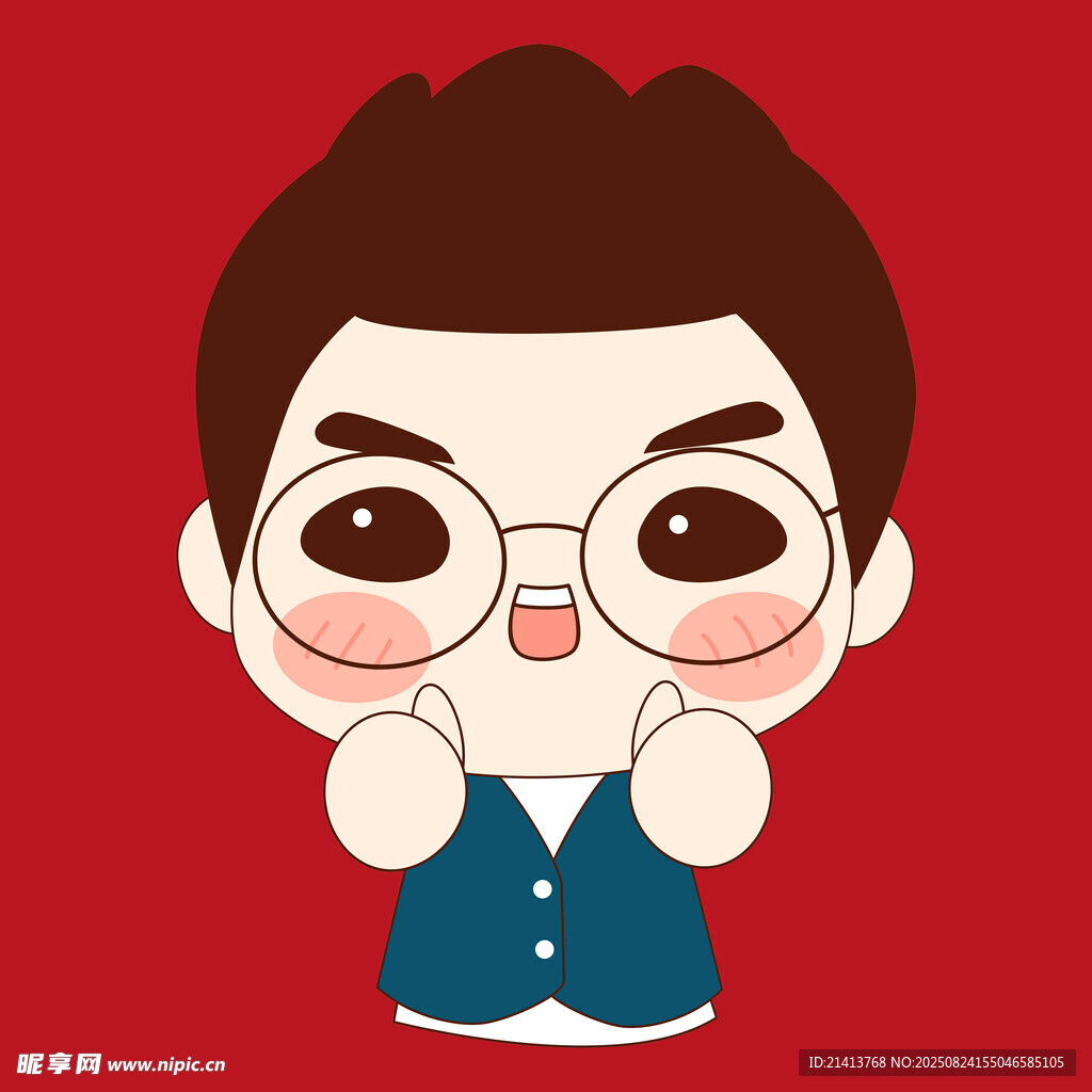 可爱卡通男孩做搞怪动作