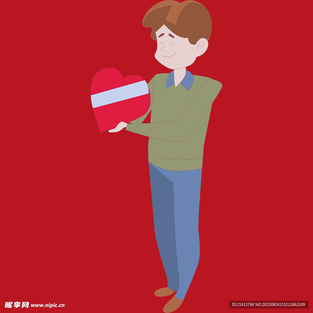 男子手持粉色礼盒