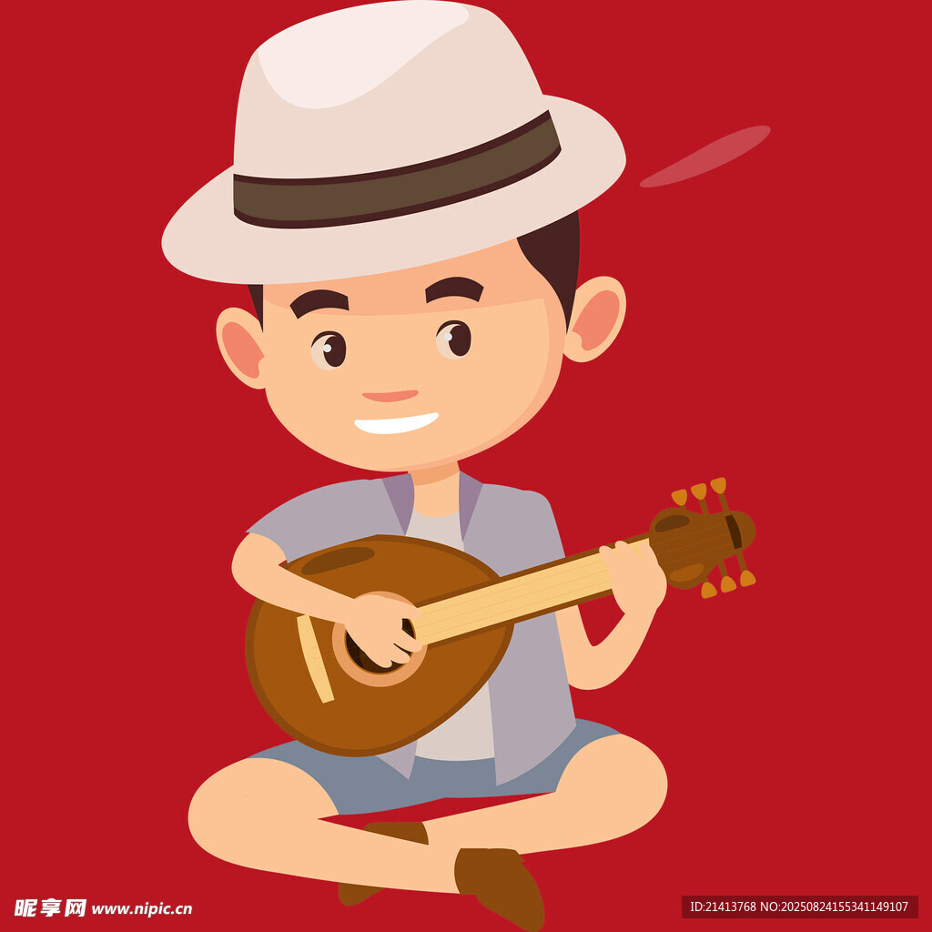 弹吉他的小男孩