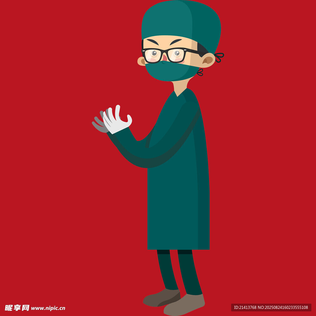 手术服医生比停止手势