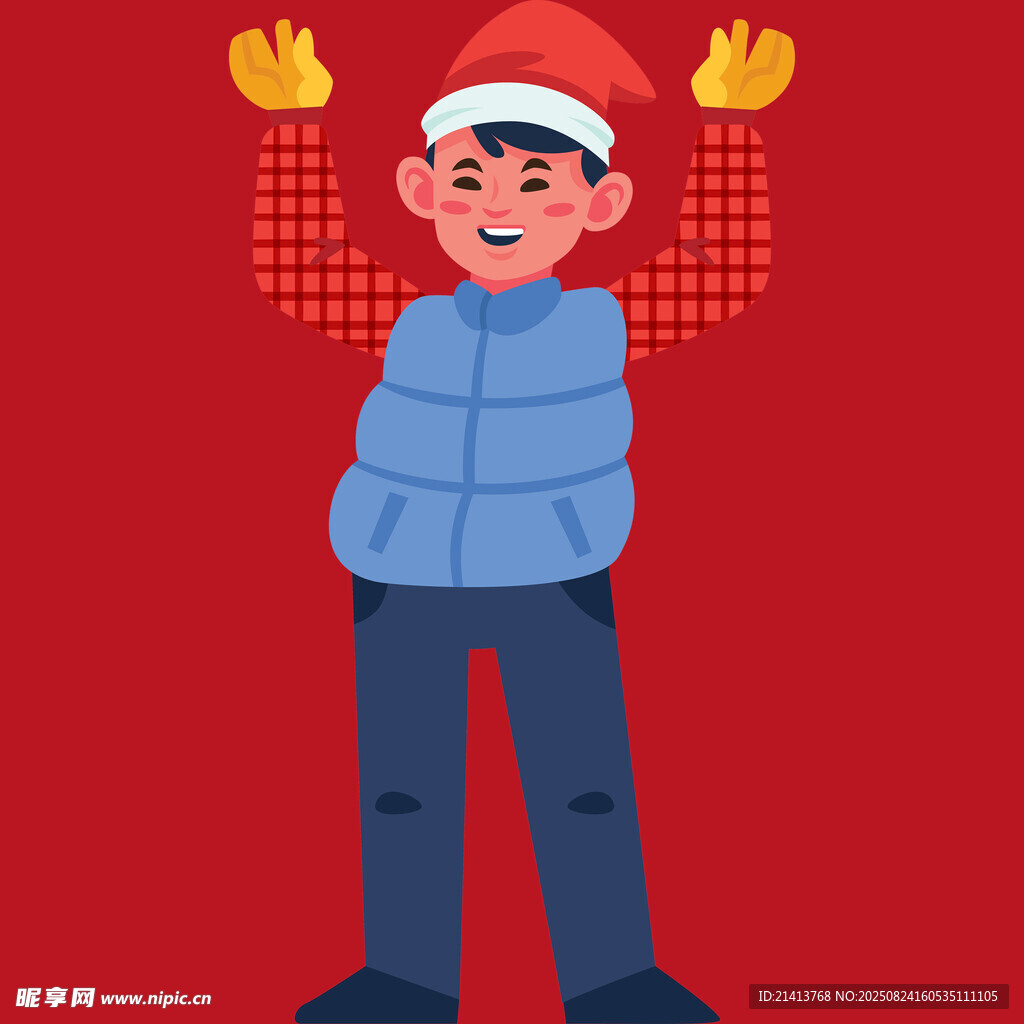 戴圣诞帽的开心男孩