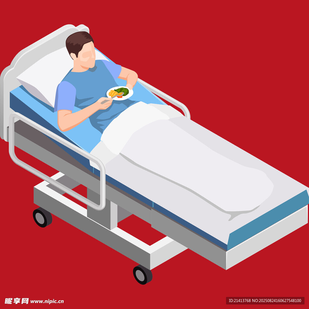 病床上手持放大镜的患者