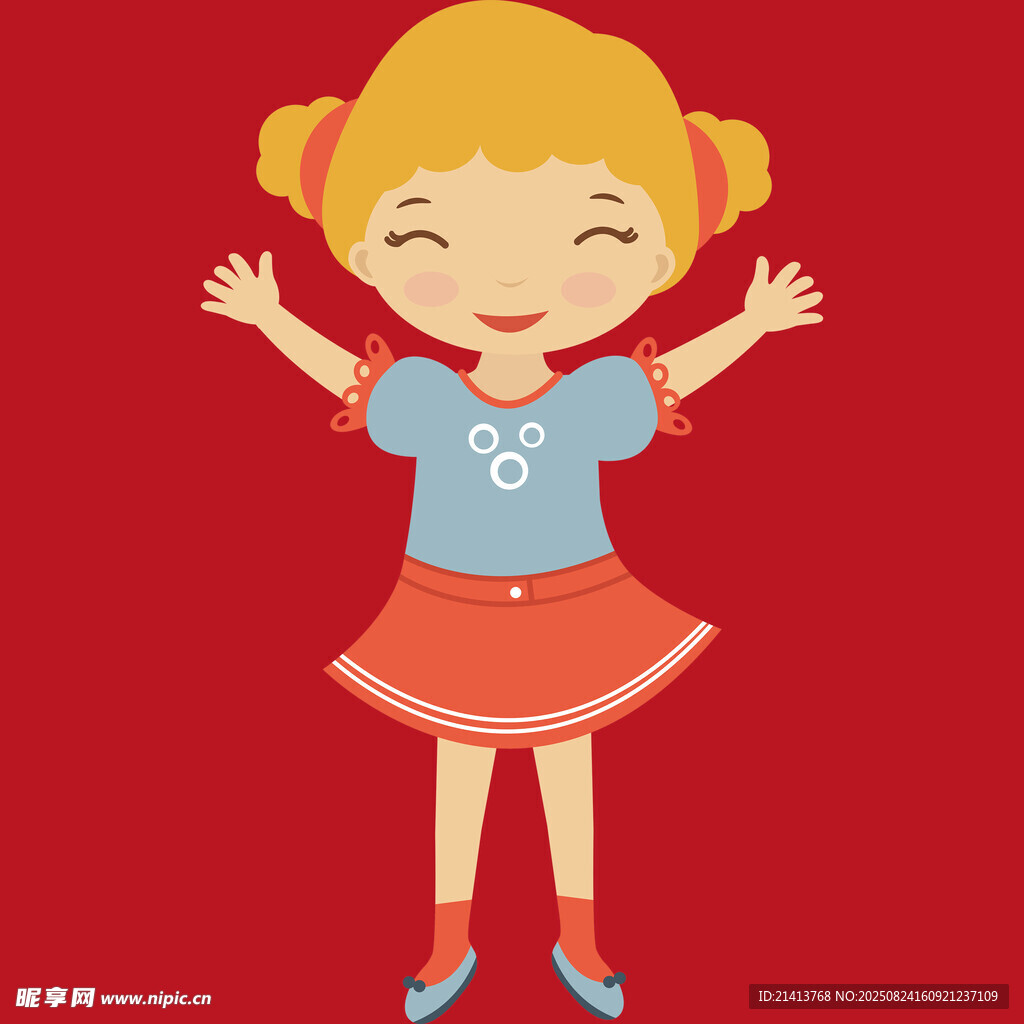 快乐小女孩张开双臂