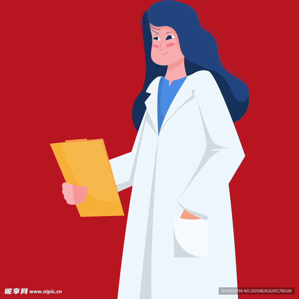穿白大褂手持文件夹的女性