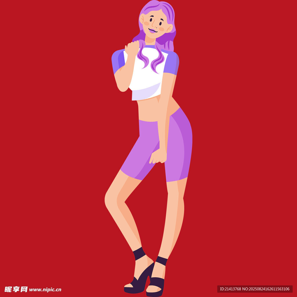 时尚紫色系穿搭女性形象