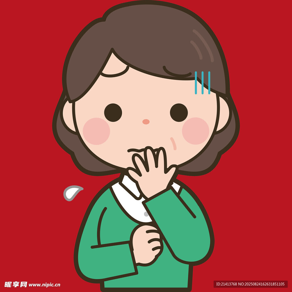 害羞女孩捂嘴小动作