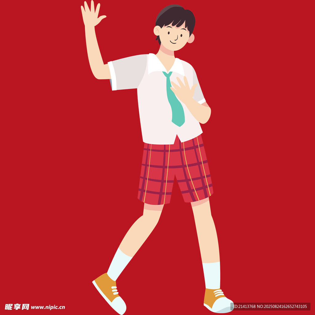 青春少年活力挥手瞬间