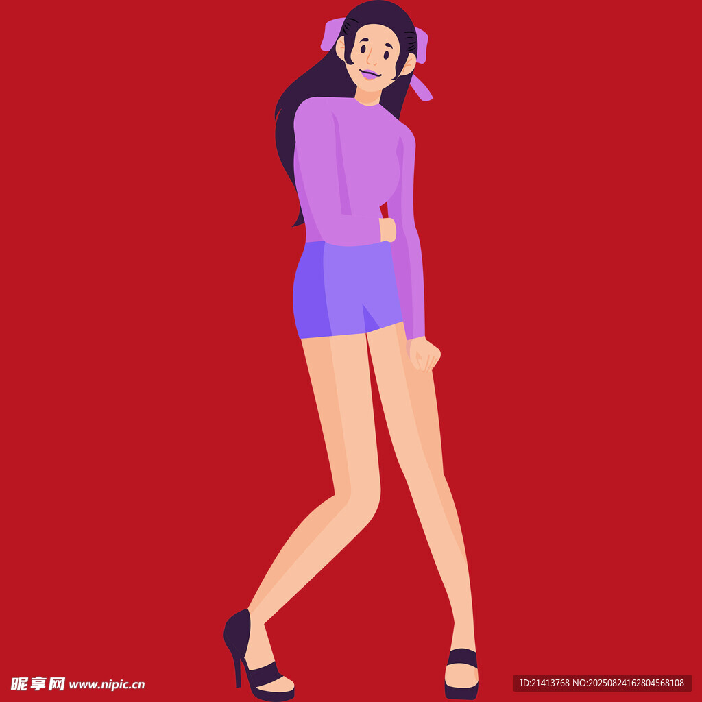 时尚女孩的动感姿态