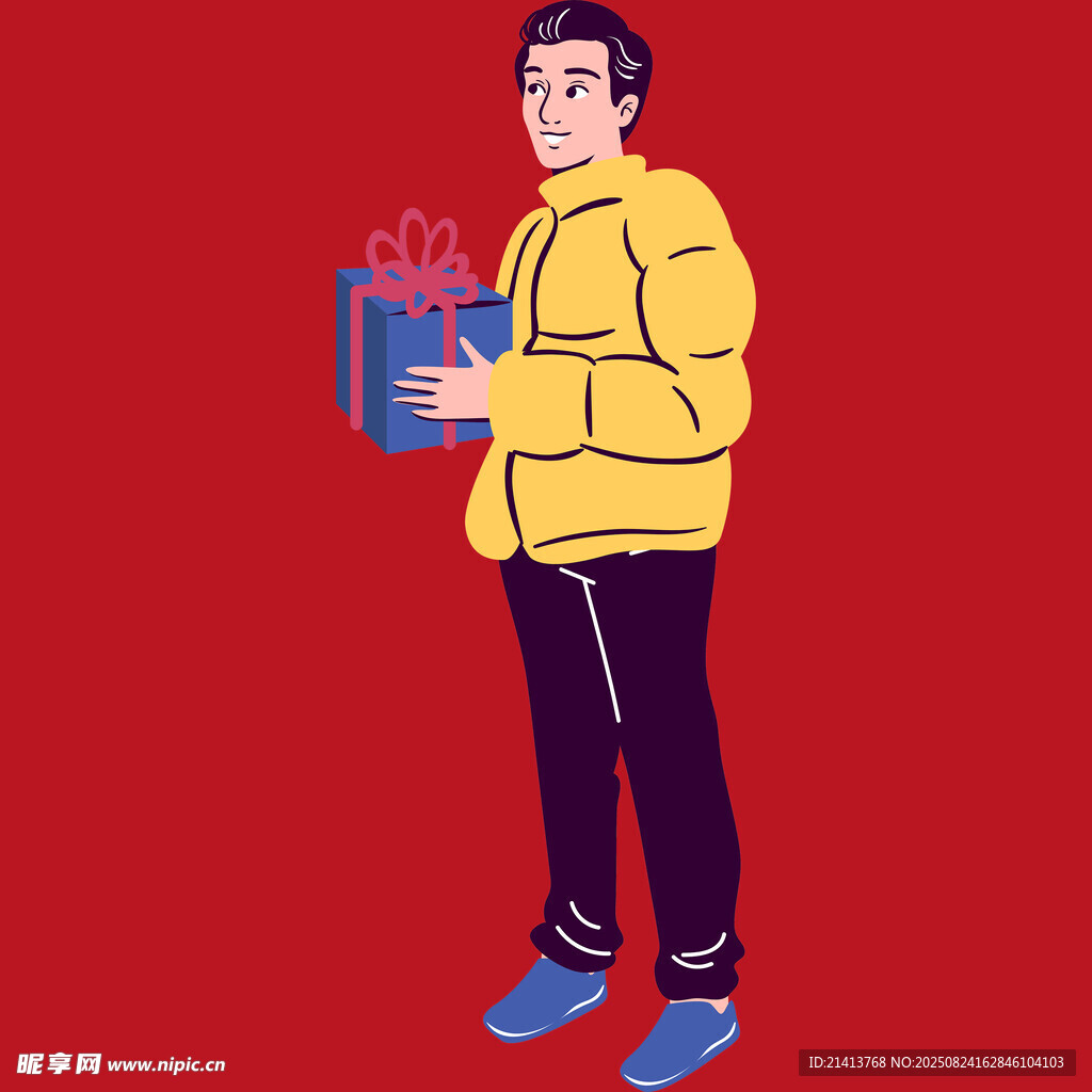 手持礼物的时尚男子