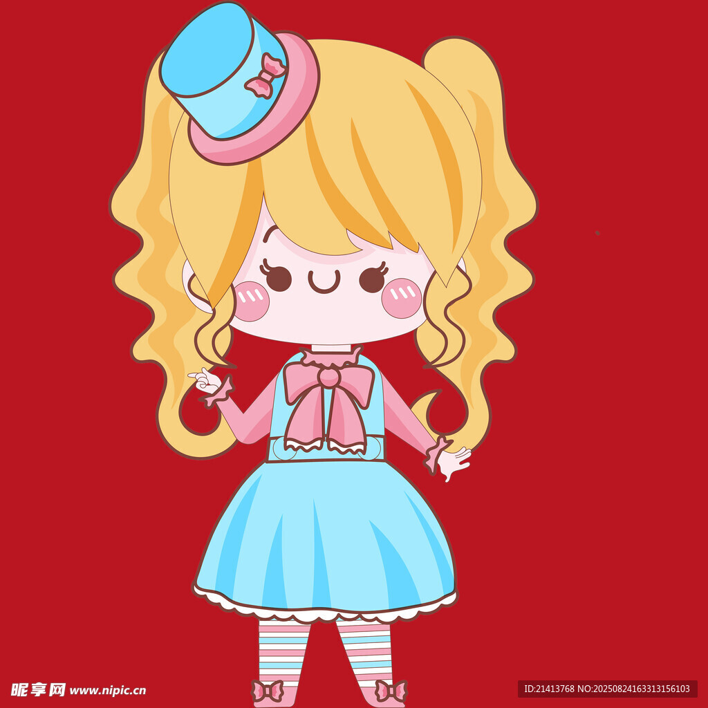 可爱卷发女孩扮装魔术师