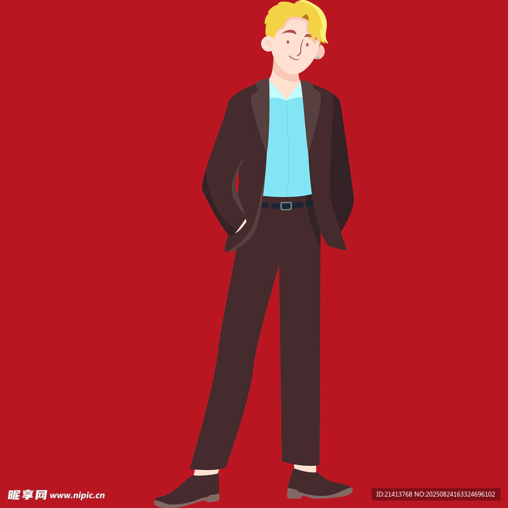 时尚帅气男士插画形象
