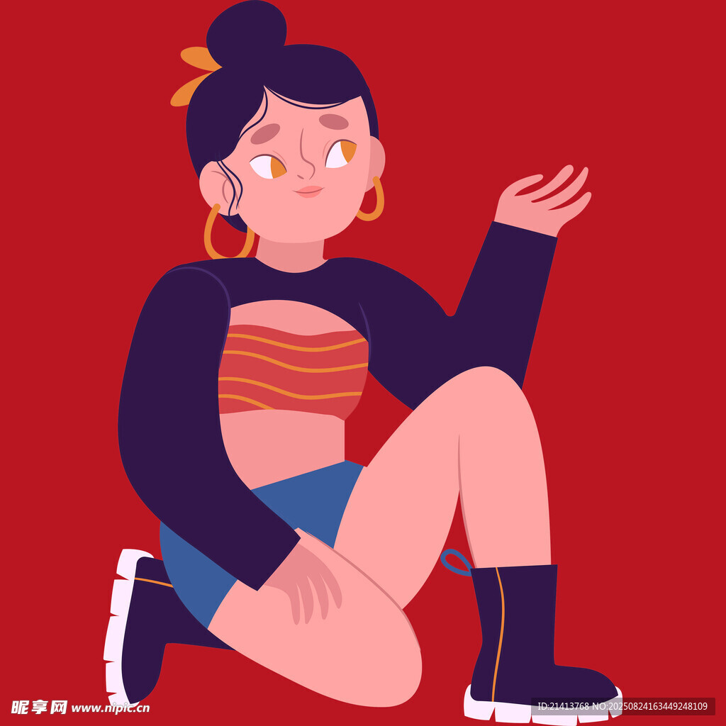 时尚坐姿的活力女孩