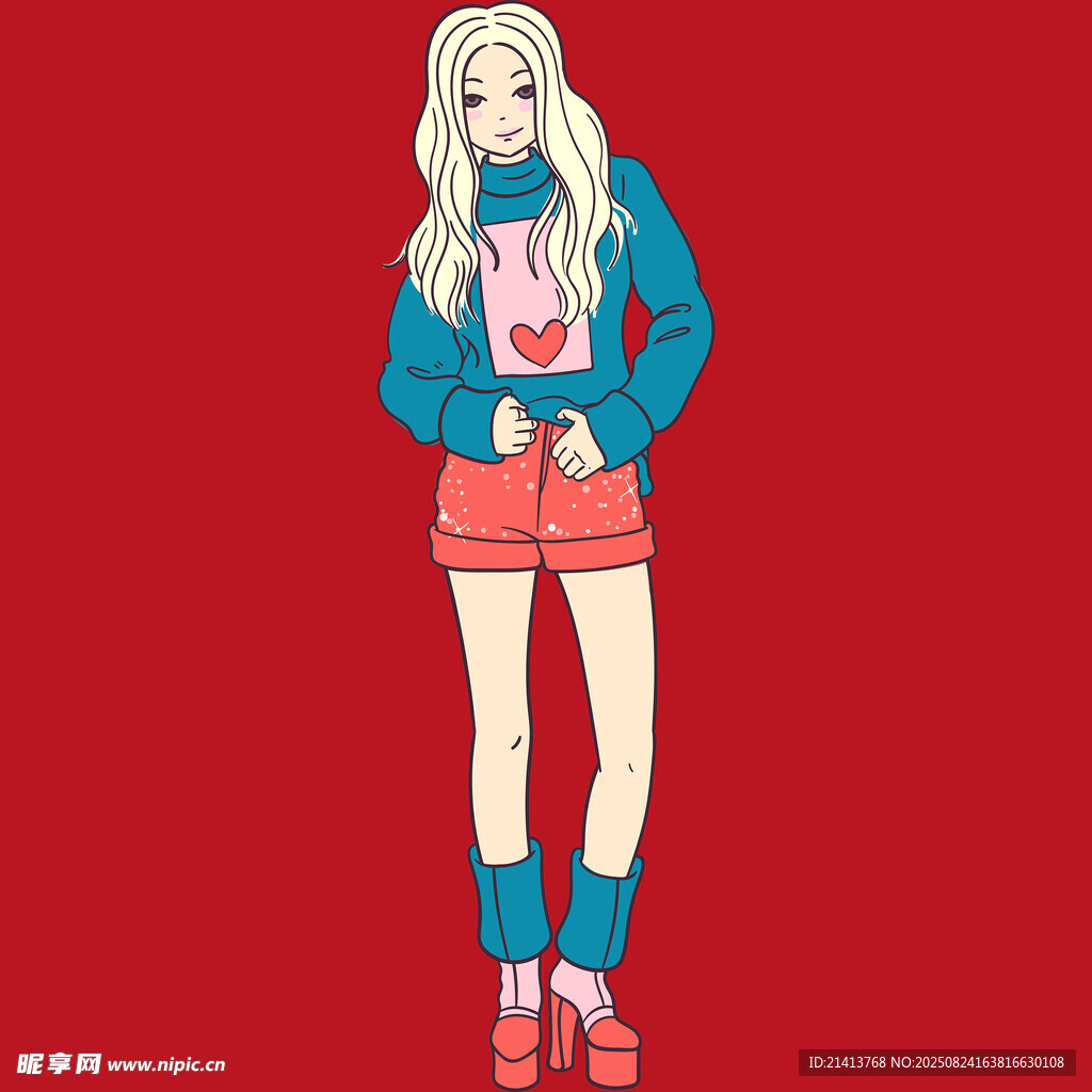 时尚金发女孩休闲穿搭
