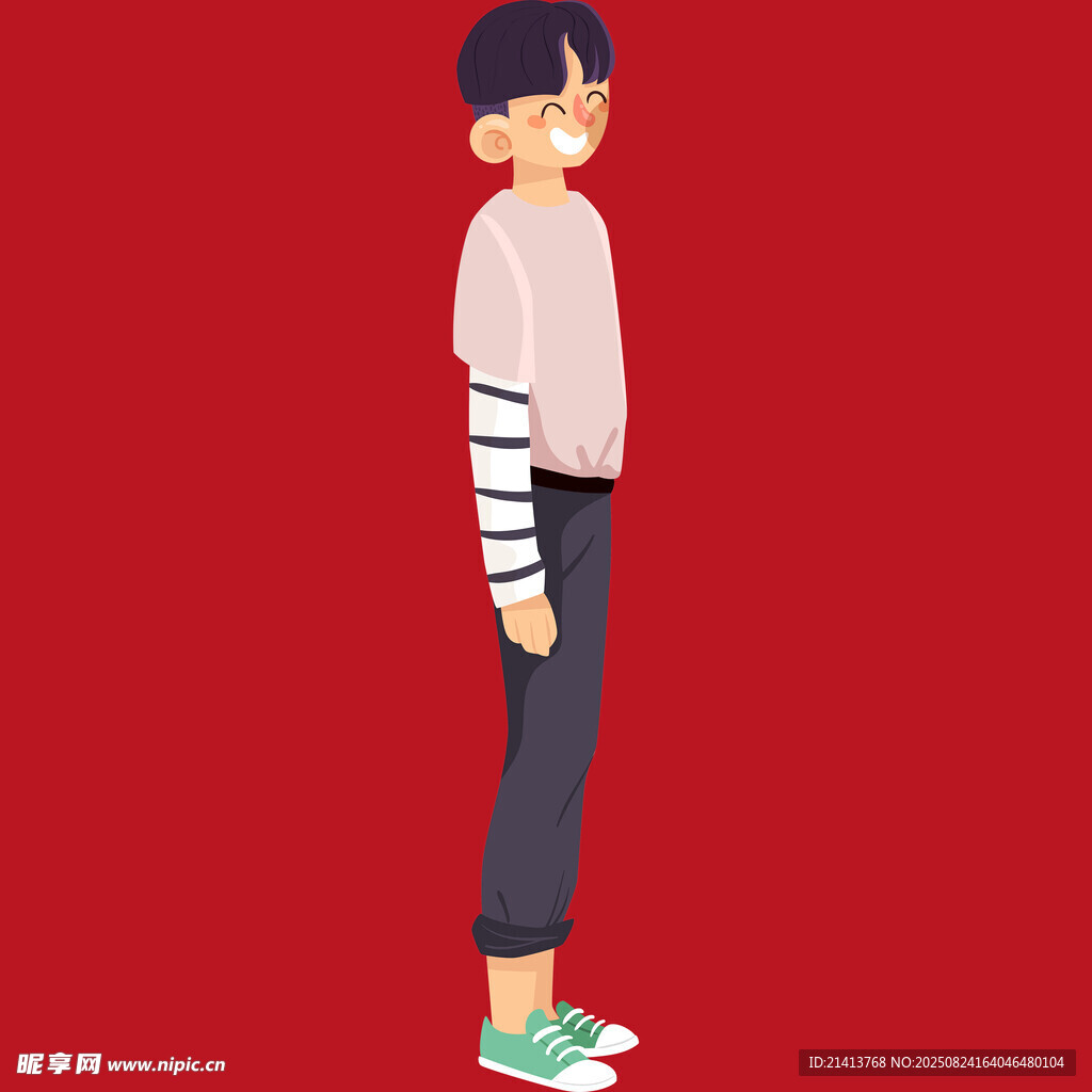 时尚穿搭的卡通少年形象
