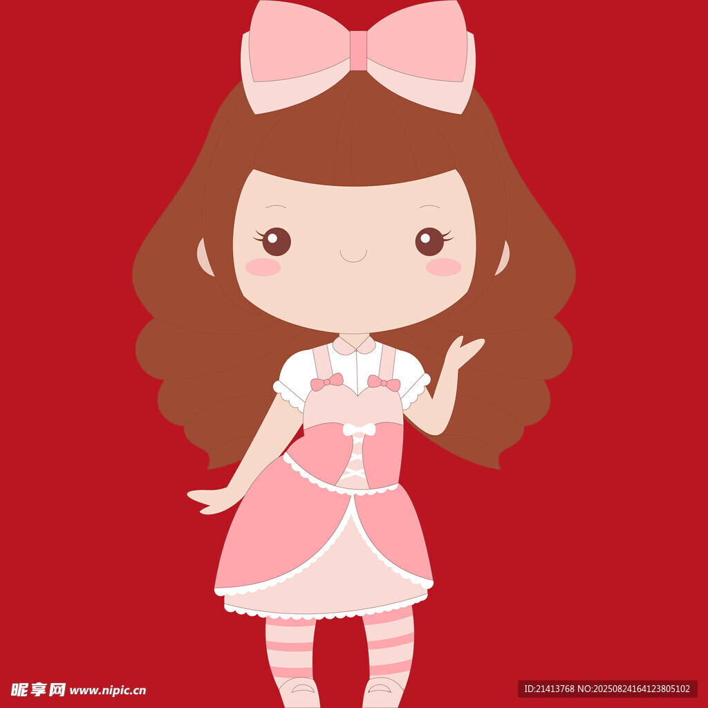 可爱粉色系卡通小女孩