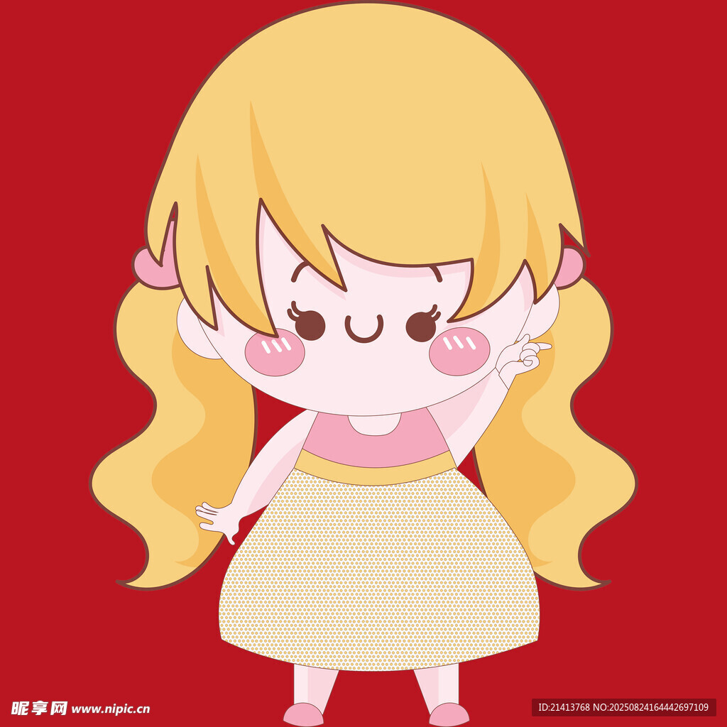 金发可爱卡通小女孩