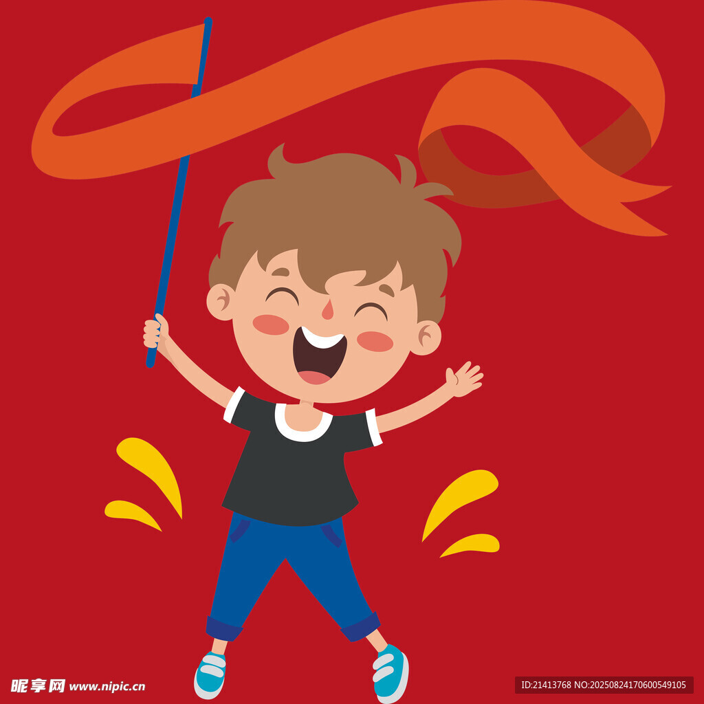 欢乐男孩舞动彩带