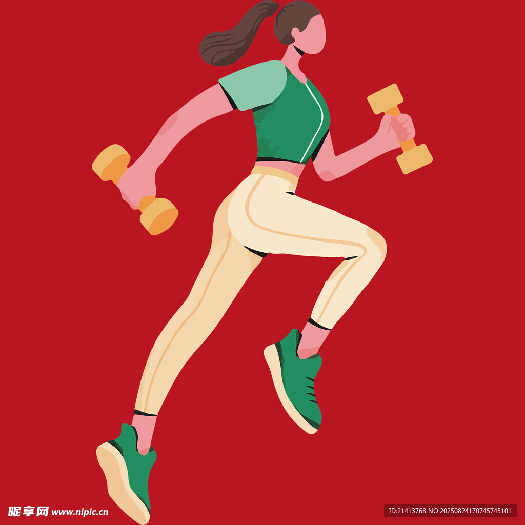 活力女子举哑铃健身