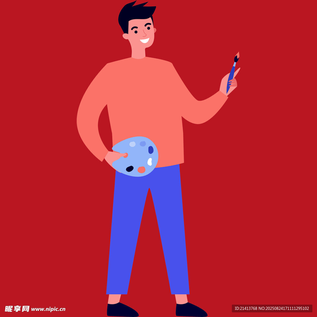 手持画笔的男性艺术家