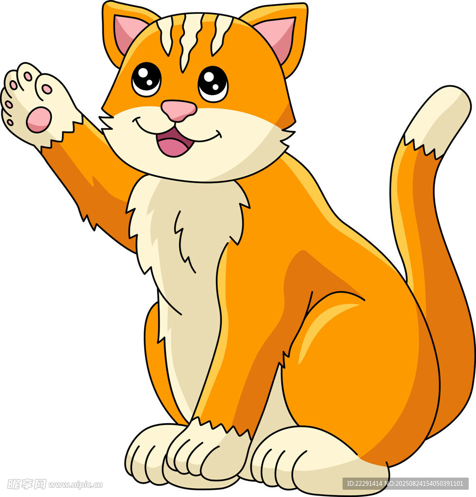 可爱橘猫挥手