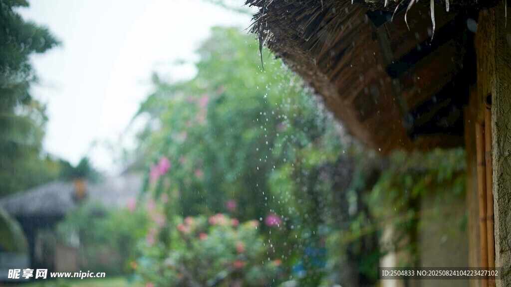 乡村小屋外的绿植景致