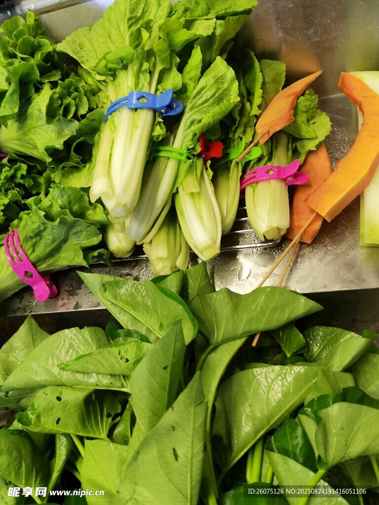 新鲜多样的蔬菜陈列