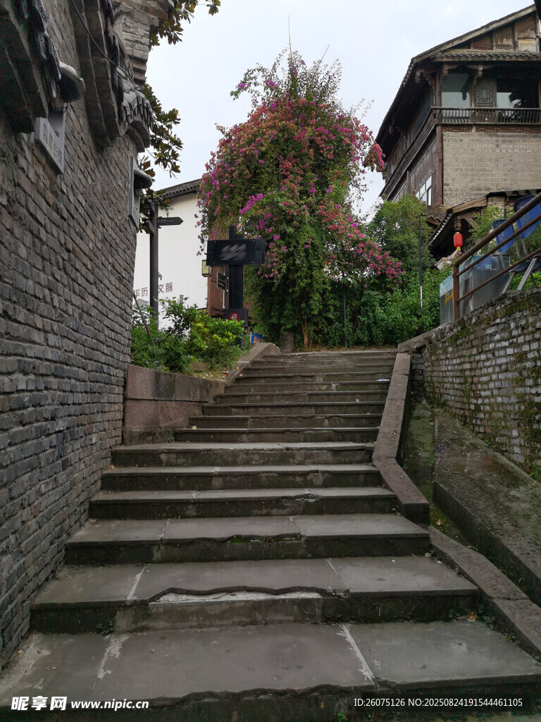 古巷石阶静谧中式景致