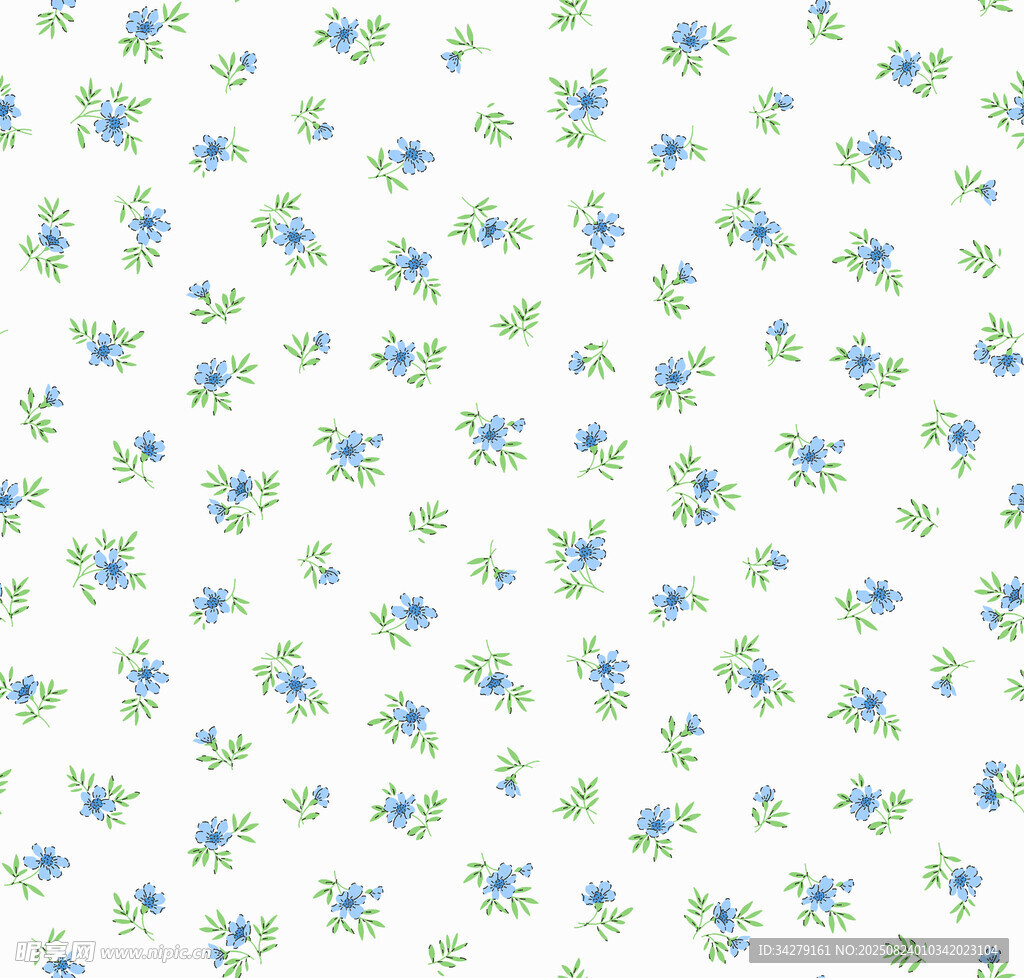 清新蓝白碎花图案背景