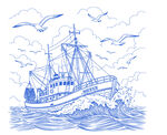 海浪轮船插图