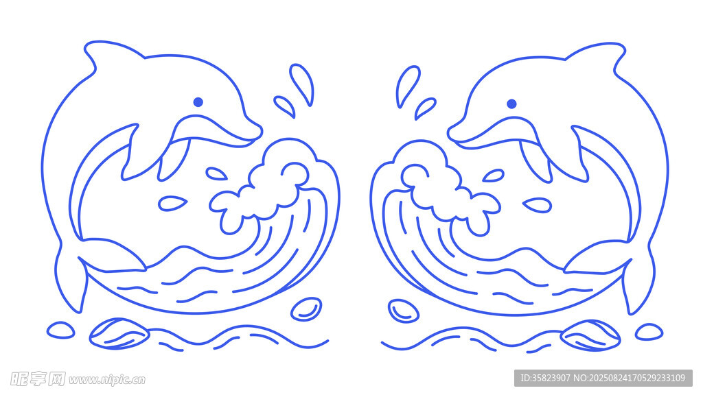 海豚线条画