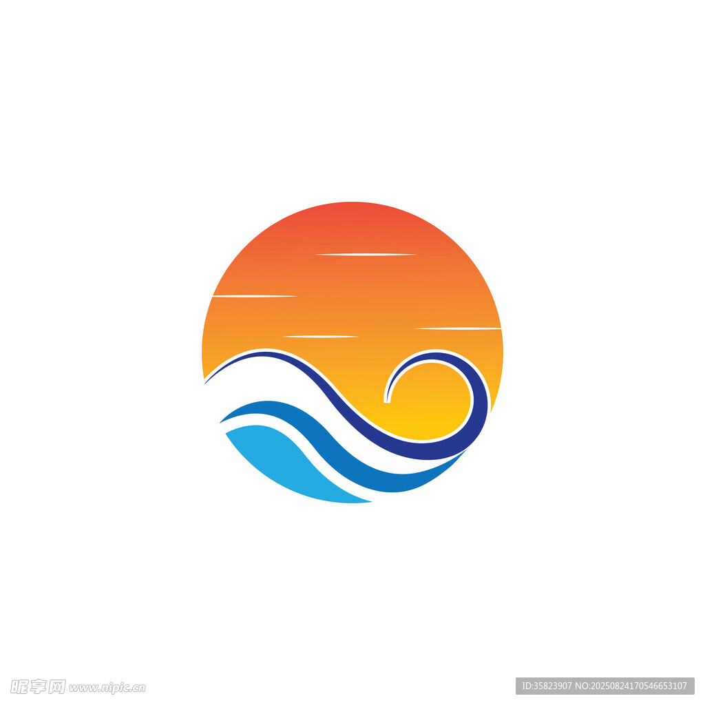 海上日出标志logo