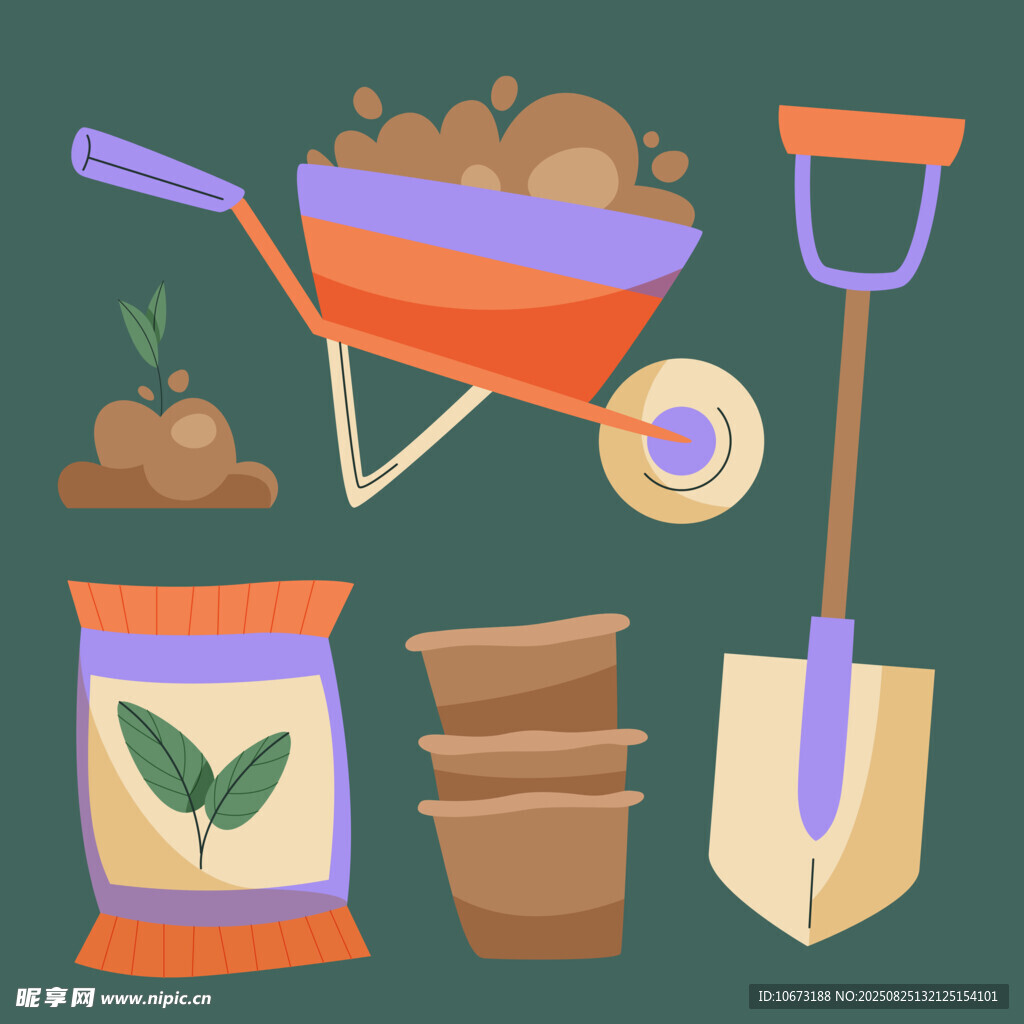 园艺工具与种植材料集合