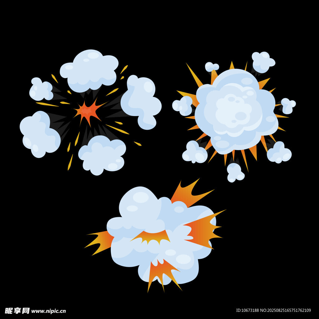 爆炸特效云朵插画素材